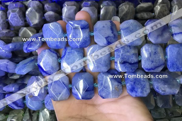 CNG7567 18*25mm - 20*28mm faceted freeform blue aventurine beads