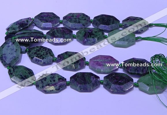 CNG7626 20*30mm - 22*32mm faceted freeform ruby zoisite beads