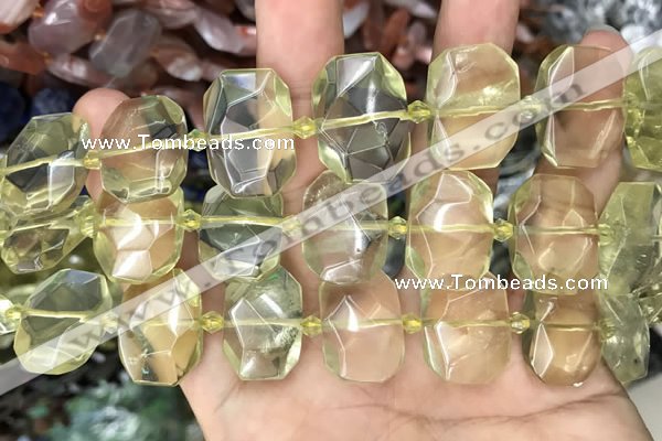 CNG7752 13*18mm - 15*25mm faceted freeform lemon quartz beads