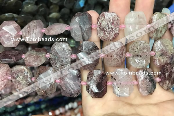 CNG7757 13*18mm - 15*25mm faceted freeform strawberry quartz beads