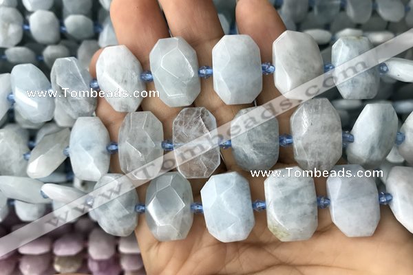 CNG7762 13*18mm - 15*25mm faceted freeform aquamarine beads