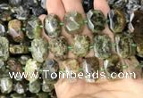 CNG7767 13*18mm - 15*25mm faceted freeform green garnet beads