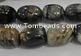 CNG777 15.5 inches 13*18mm nuggets black line jasper beads wholesale