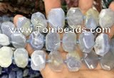 CNG7781 13*18mm - 15*25mm faceted freeform blue chalcedony beads