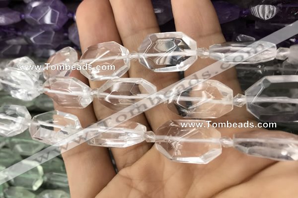 CNG7800 13*18mm - 18*25mm faceted freeform white crystal beads