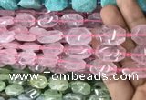 CNG7801 13*18mm - 18*25mm faceted freeform rose quartz beads