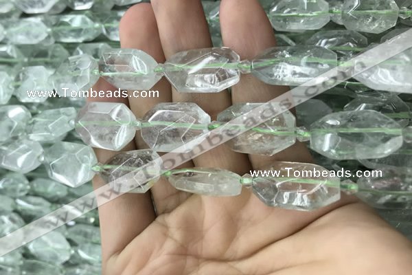 CNG7803 13*18mm - 18*25mm faceted freeform green quartz beads