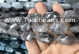 CNG7805 13*18mm - 18*25mm faceted freeform cloudy quartz beads