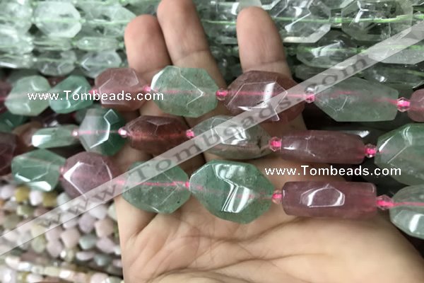 CNG7807 13*18mm - 18*25mm faceted freeform mixed strawberry quartz beads
