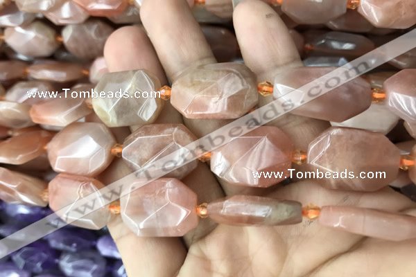 CNG7810 13*18mm - 18*25mm faceted freeform orange moonstone beads