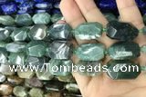 CNG7815 13*18mm - 18*25mm faceted freeform moss agate beads