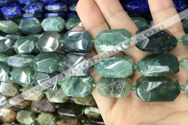 CNG7815 13*18mm - 18*25mm faceted freeform moss agate beads