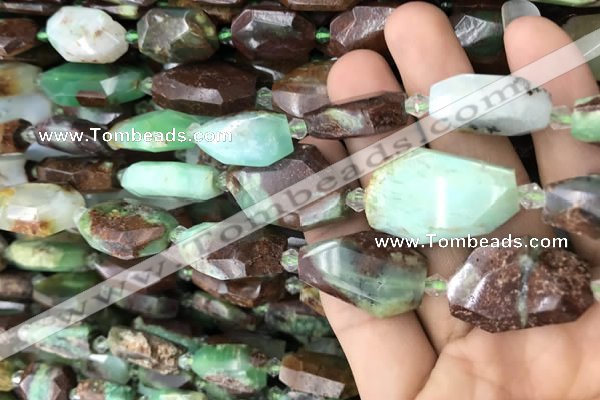 CNG7817 13*18mm - 18*25mm faceted freeform Australia chrysoprase beads