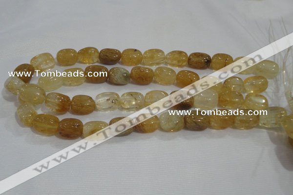 CNG782 15.5 inches 13*18mm nuggets golden rutilated quartz glass beads