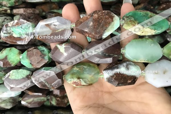 CNG7832 20*28mm - 25*35mm faceted freeform Australia chrysoprase beads