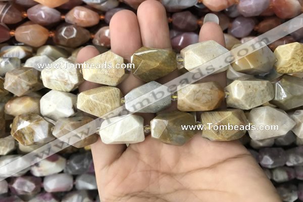 CNG7843 12*16mm - 15*25mm faceted nuggets fossil coral beads