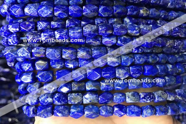 CNG7845 15.5 inches 6*8mm faceted nuggets lapis lazuli beads