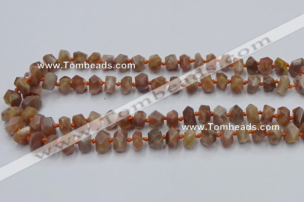 CNG7854 15.5 inches 6*10mm - 8*12mm faceted nuggets sunstone beads