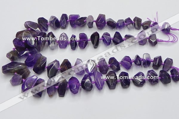 CNG7855 15.5 inches 8*12mm - 15*25mm faceted nuggets amethyst beads