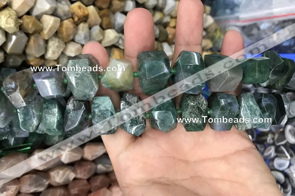CNG7856 15.5 inches 12*16mm - 15*20mm faceted nuggets moss agate beads