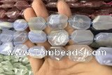 CNG7862 13*18mm - 18*25mm faceted freeform blue chalcedony beads