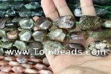 CNG7892 13*18mm - 18*25mm faceted freeform green garnet beads