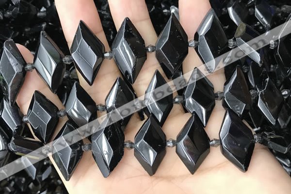 CNG7897 13*20mm - 15*25mm faceted freeform black tourmaline beads