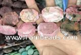 CNG7909 22*30mm - 25*35mm faceted freeform rhodochrosite beads