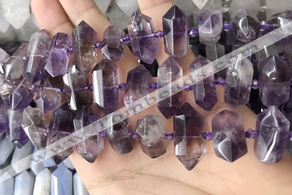 CNG7930 15.5 inches 8*22mm - 12*30mm faceted nuggets amethyst beads