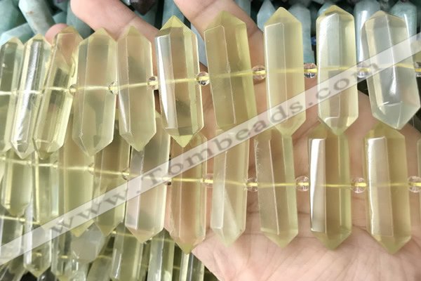 CNG7941 10*22mm - 12*45mm faceted nuggets lemon quartz beads