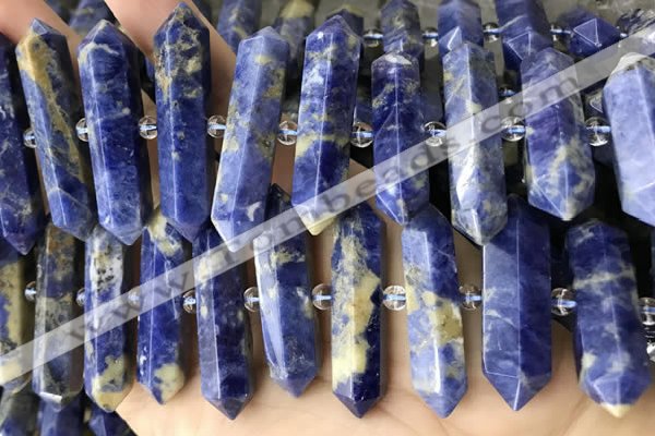 CNG7945 15.5 inches 10*22mm - 12*45mm faceted nuggets sodalite beads