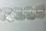 CNG7970 25*30mm - 35*45mm freeform white crystal slab beads