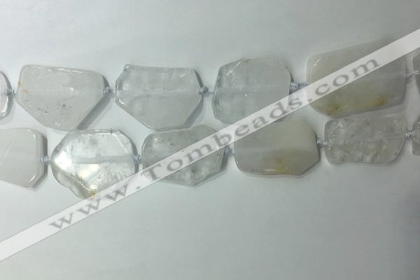 CNG7970 25*30mm - 35*45mm freeform white crystal slab beads