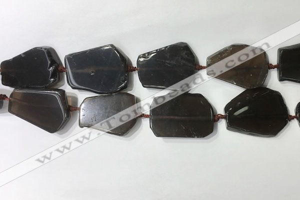 CNG7977 25*30mm - 35*45mm freeform smoky quartz slab beads