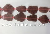 CNG7979 25*30mm - 35*45mm freeform strawberry quartz slab beads