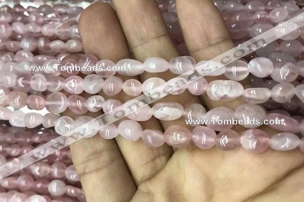 CNG8005 15.5 inches 6*8mm nuggets Madagascar rose quartz beads