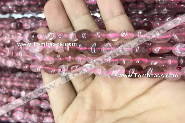 CNG8006 15.5 inches 6*8mm nuggets strawberry quartz beads