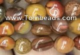 CNG8022 15.5 inches 6*8mm nuggets red moss agate beads