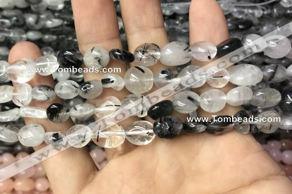 CNG8036 15.5 inches 8*10mm nuggets black rutilated quartz beads