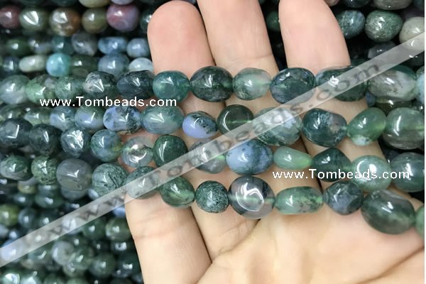 CNG8039 15.5 inches 8*10mm nuggets moss agate beads wholesale