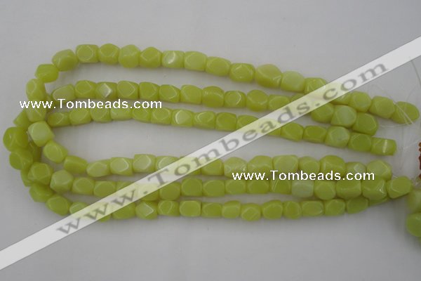 CNG805 15.5 inches 8*12mm faceted nuggets lemon jade beads