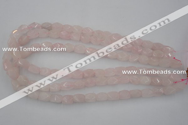 CNG815 15.5 inches 8*12mm faceted nuggets rose quartz beads