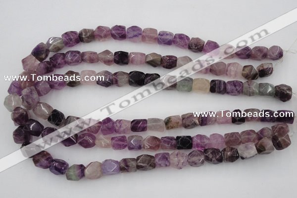 CNG817 15.5 inches 9*12mm faceted nuggets fluorite beads