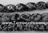 CNG820 15.5 inches 9*12mm faceted nuggets snowflake obsidian beads