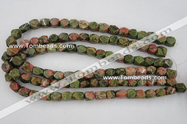 CNG821 15.5 inches 9*12mm faceted nuggets unakite gemstone beads