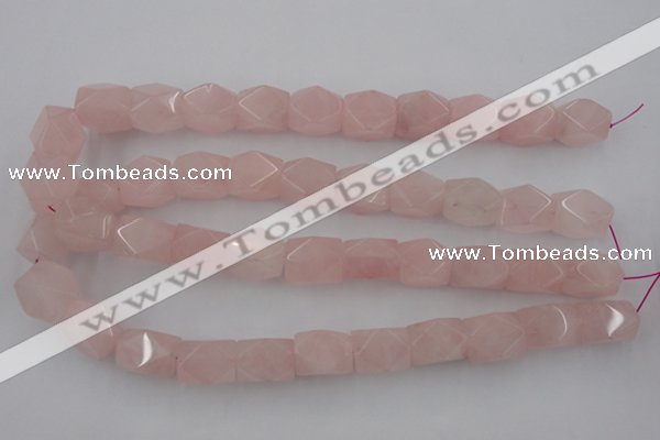 CNG833 15.5 inches 13*18mm faceted nuggets rose quartz beads