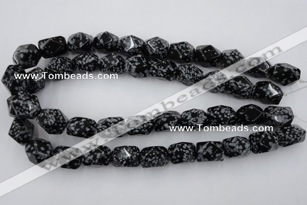 CNG834 15.5 inches 13*18mm faceted nuggets snowflake obsidian beads