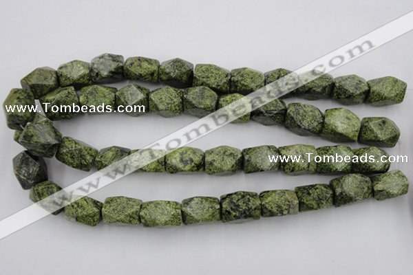 CNG835 15.5 inches 13*18mm faceted nuggets green lace gemstone beads