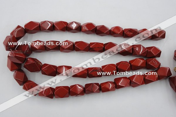 CNG839 15.5 inches 13*18mm faceted nuggets red jasper beads