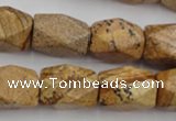 CNG842 15.5 inches 13*18mm faceted nuggets picture jasper beads